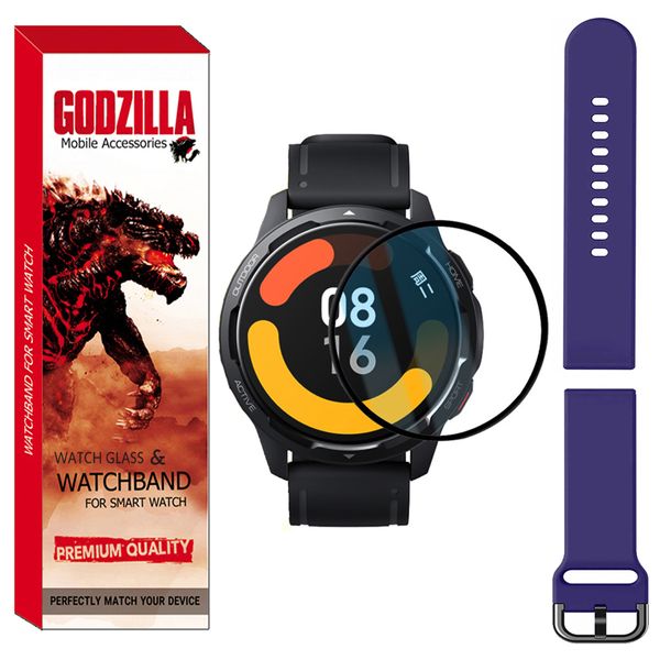 محافظ صفحه نمایش گودزیلا مدل GS-SIL-SQ مناسب برای ساعت هوشمند شیائومی Mi Watch Color 2  به همراه بند