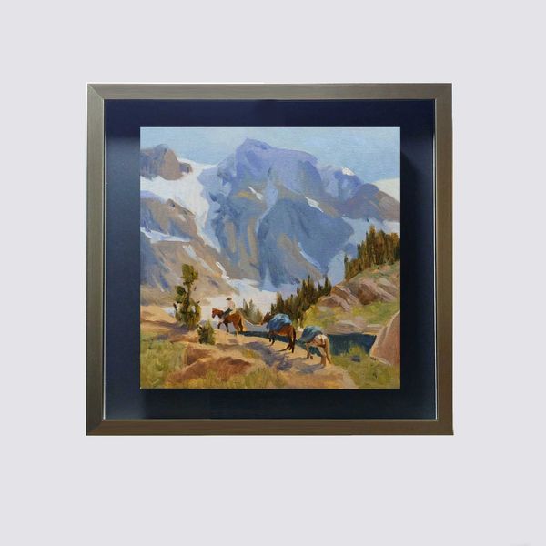 تابلو نقاشی مدل منظره کوهستانی و سوارکار