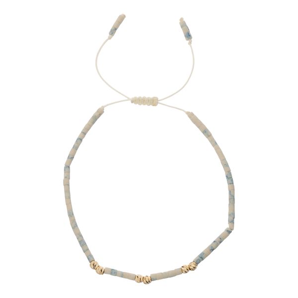 دستبند طلا 18 عیار زنانه گالری شیدا مجد مدل 6 البرنارد حدید سفید آبی