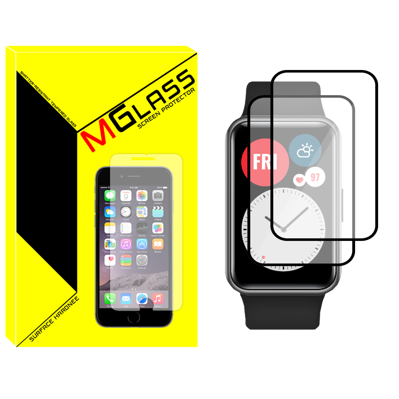 محافظ صفحه نمایش نانو ام‌گلس مدل Pmma-MG مناسب برای ساعت هوشمند هواوی Watch Fit بسته دو عددی
