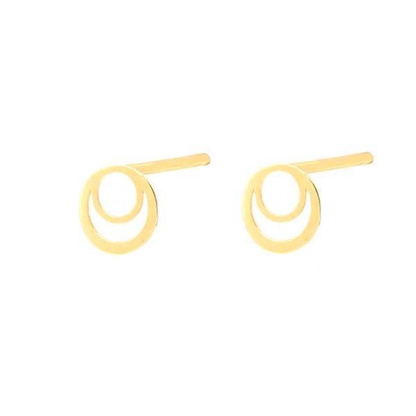 گوشواره طلا 18 عیار زنانه ماوی گالری مدل دو دایره لیزری