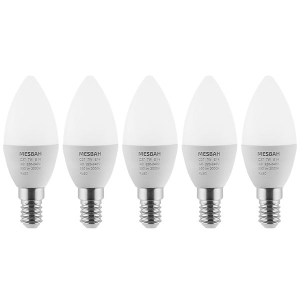لامپ ال ای دی 7 وات مصباح مدل شمعی کد C37-7W پایه E14 بسته 5 عددی