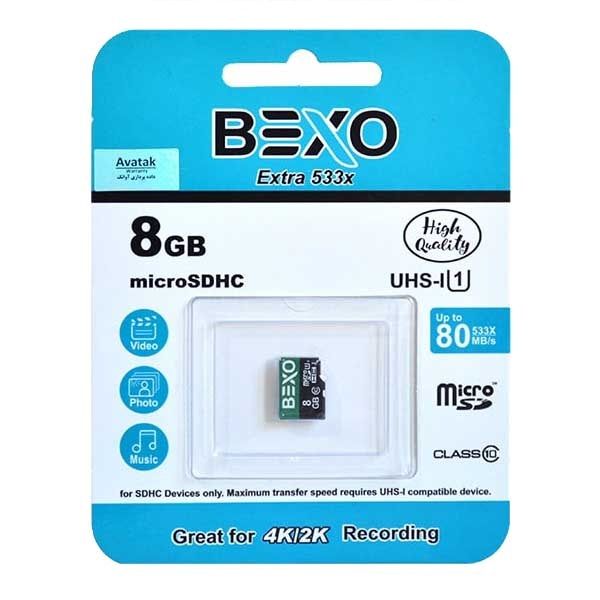 کارت حافظه‌ microSDHC بکسو مدل Extra کلاس 10 استاندارد UHS-I U1 سرعت 80MBps ظرفیت 8 گیگابایت