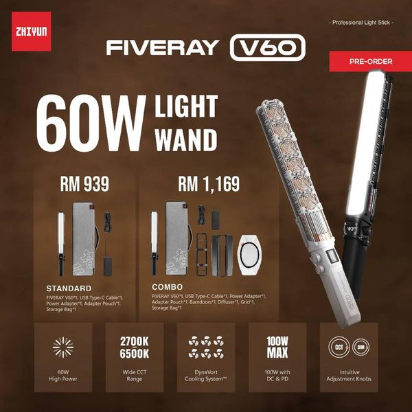 نور ثابت ال ای دی ژیون مدل FIVERAY V60 Combo