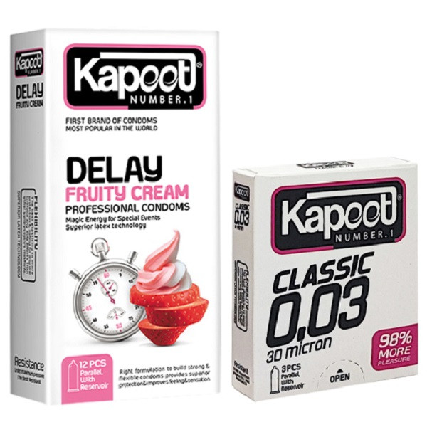 کاندوم کاپوت مدل Delay Fruity Cream بسته 12 عددی به همراه کاندوم کاپوت مدل Classic بسته 3 عددی