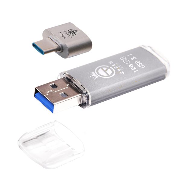 فلش مموری کوئین تک مدل QUICK USB3.1 CPLUSظرفیت 128 گیگابایت به همراه مبدل USB-C 
