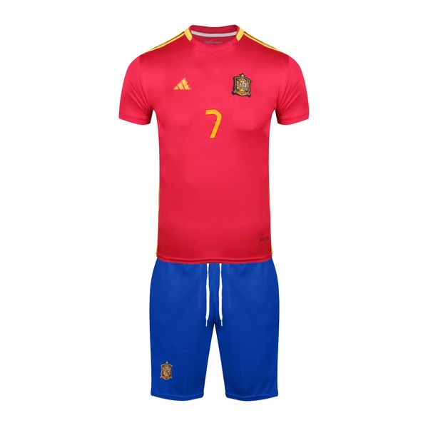 ست تی شرت و شلوارک ورزشی مردانه مدل تیم ملی اسپانیا یورو 2024