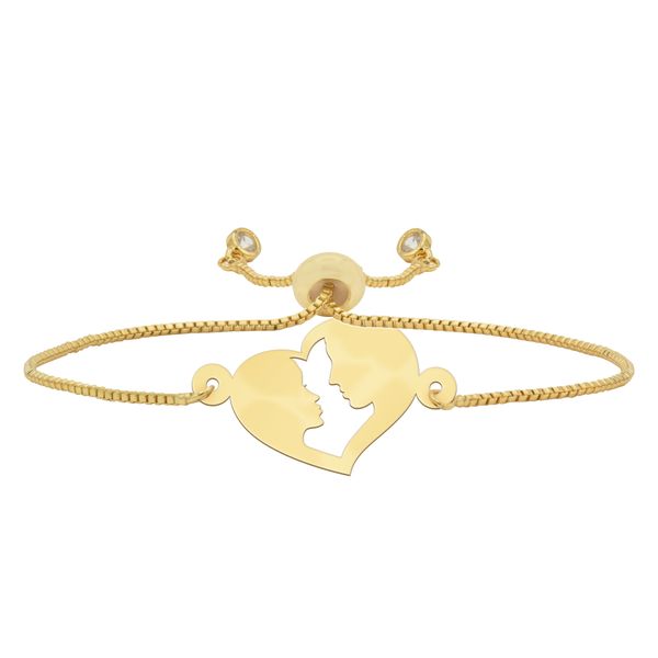 دستبند طلا 18 عیار زنانه شمیم گلد گالری مدل خانواده و قلب کد DT358