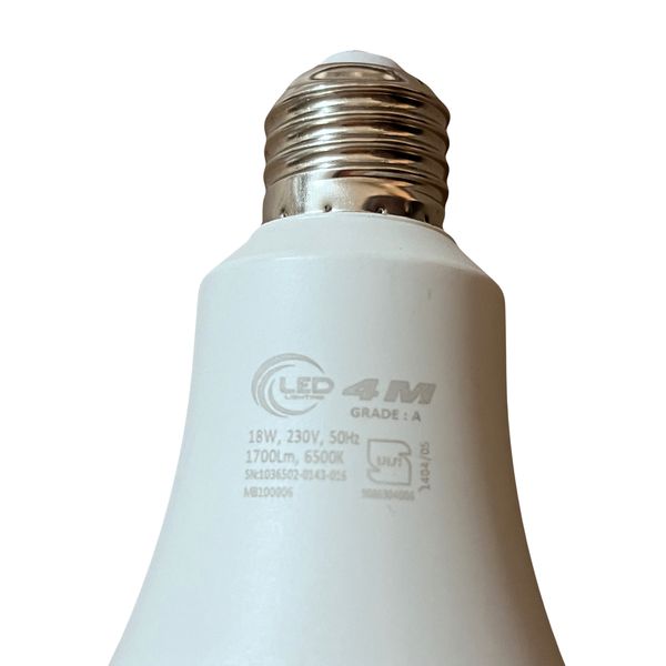 لامپ 18 وات 4ام  مدل حبابی  پایه E27  بسته 6 عددی