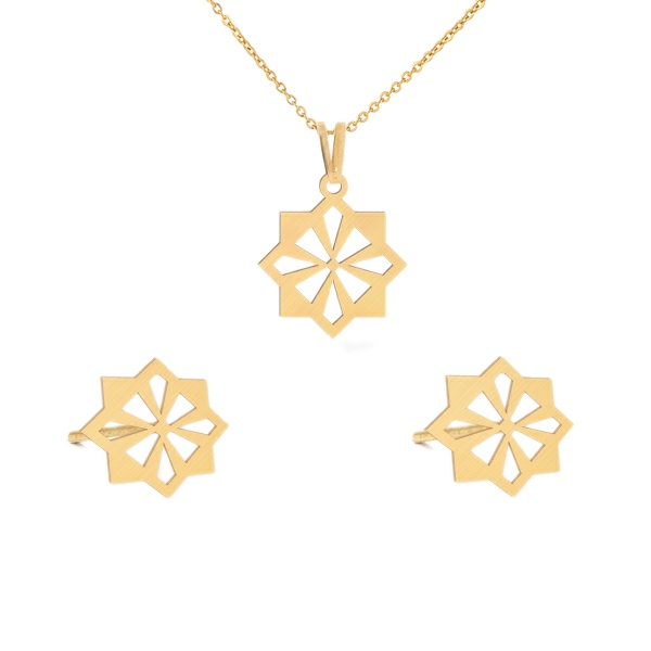 نیم ست طلا 18 عیار زنانه طلای کامک مدل چند ضلعی 