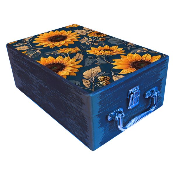 جعبه هدیه مدل چمدان چوبی طرح بهاری کد WS746